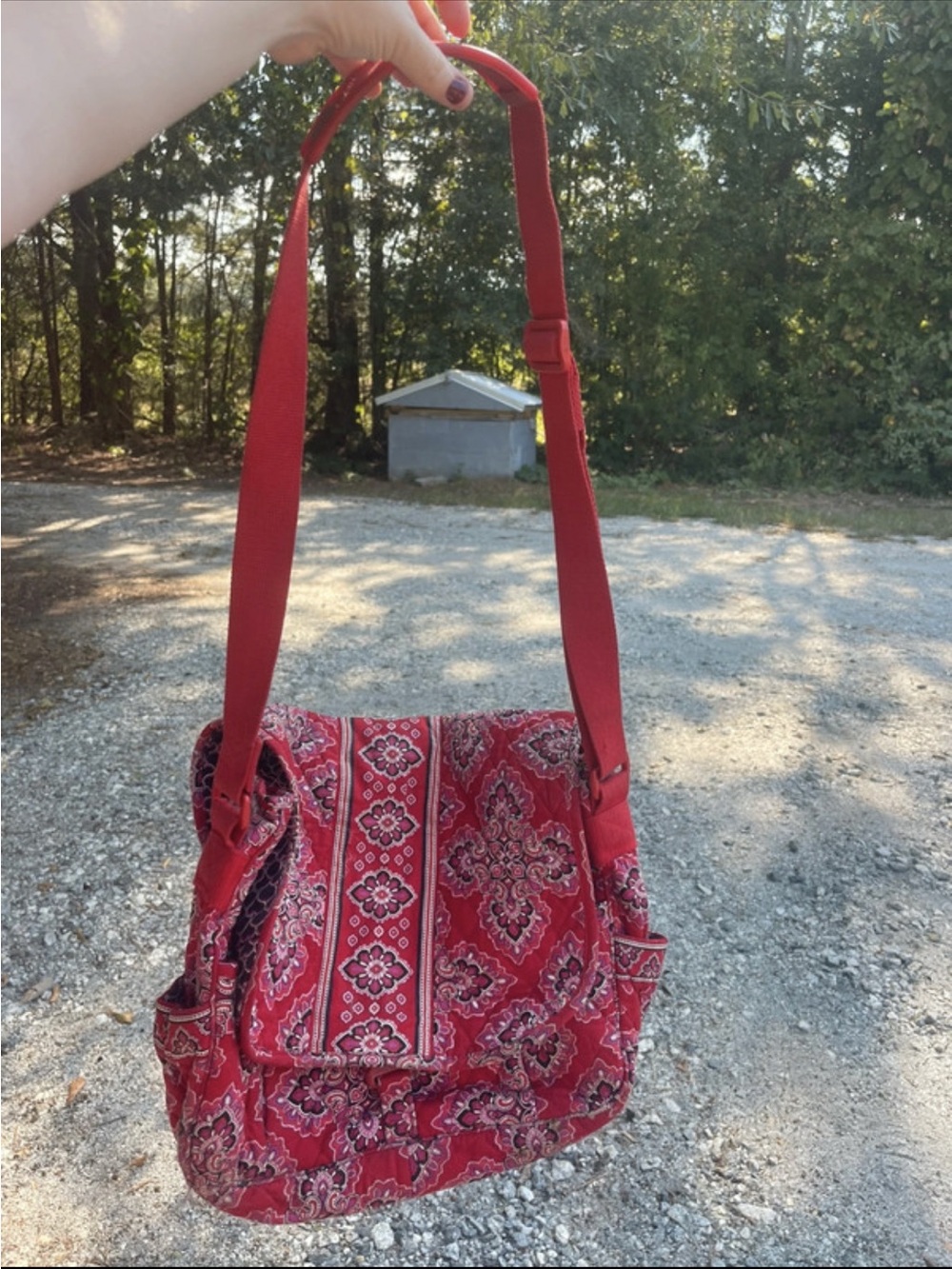 Vera Bradley Red Patterned Crossbody Messenger Bag